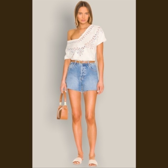 FREE PEOPLE Lyla Cutout Cotton Tee in White NWT - Picture 3 of 7